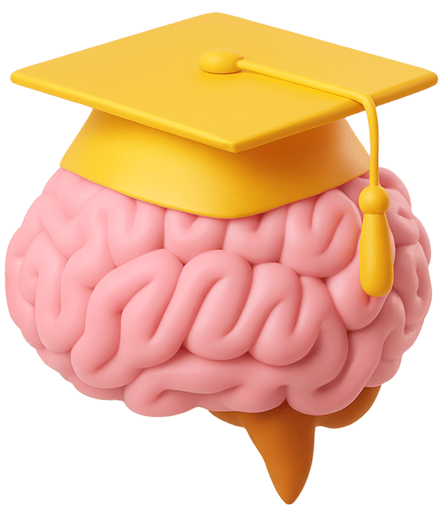 brain with graduation hat