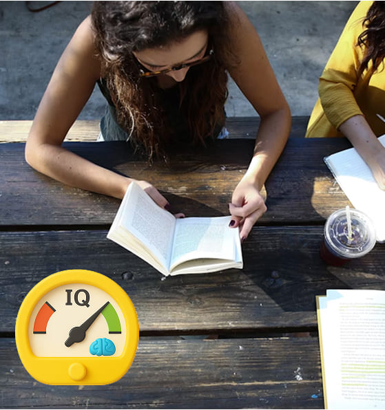 A girl peparing for an iq test
