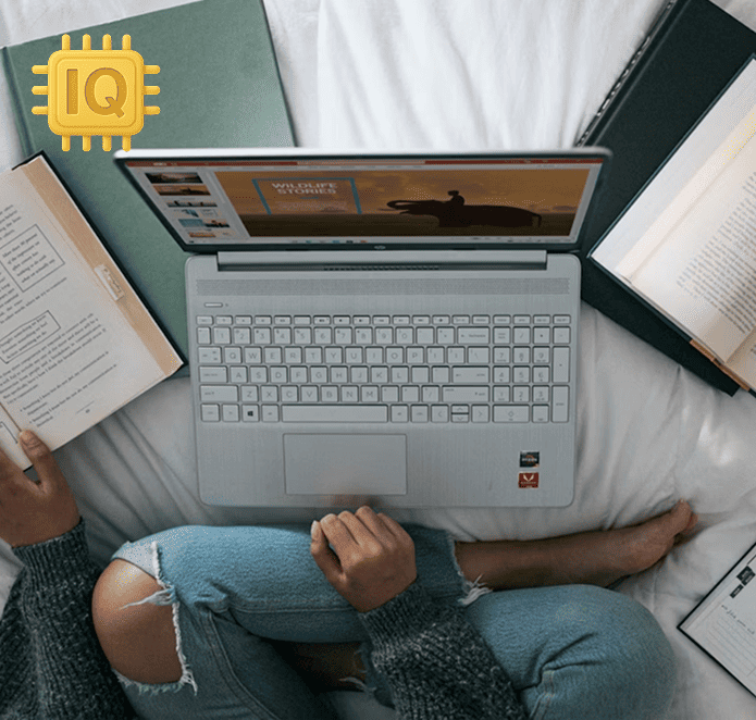 a girl is learning something with her laptop
